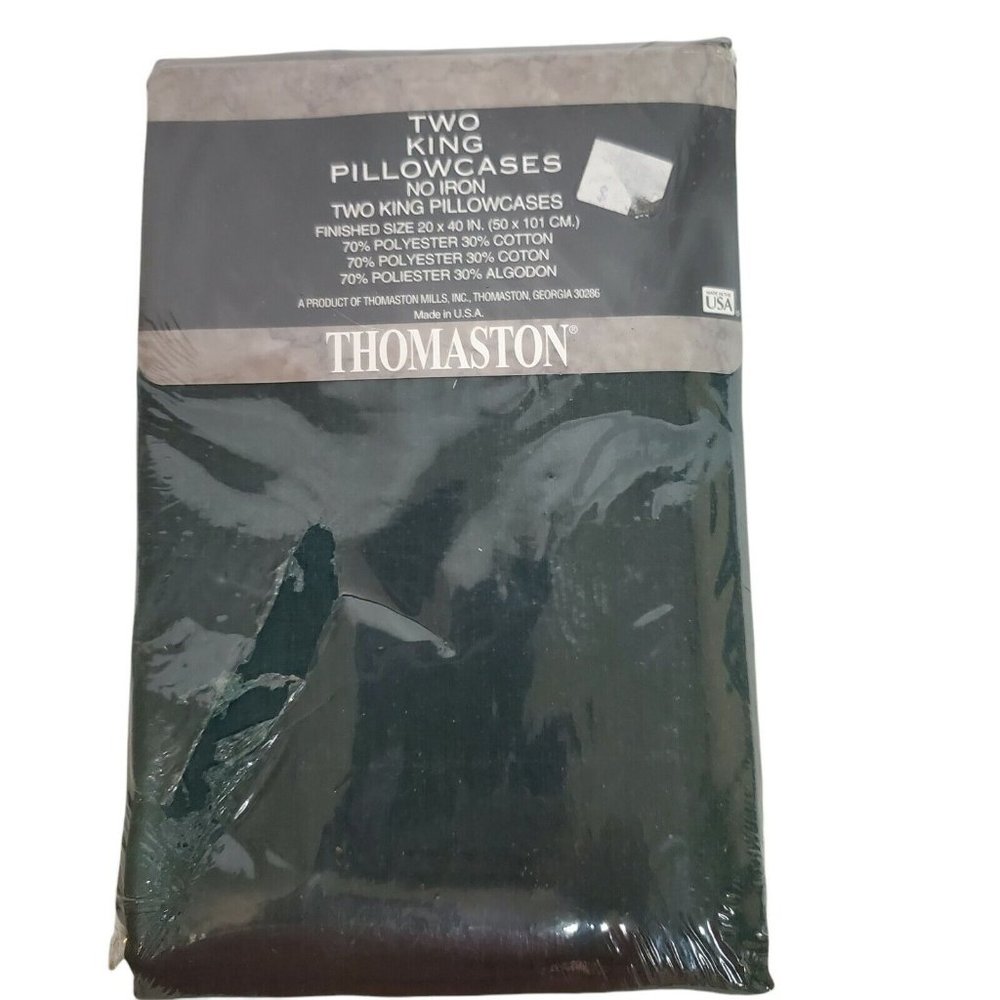 Thomaston Two King No Iron Cotton Blend Pillowcases Evergreen NIP